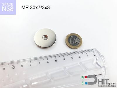 MP 30x7/3x3 N38 - magnesy neodymowe pierścieniowe