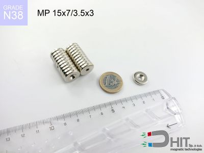 MP 15x7/3.5x3 N38 - neodymowe magnesy pierścieniowe