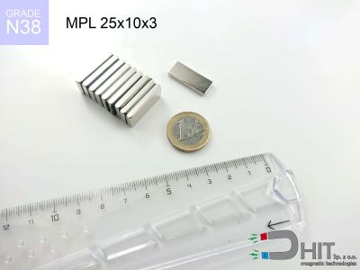 MPL 25x10x3 N38 - magnesy w kształcie sztabki
