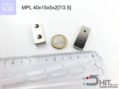 MPL 40x15x5x2[7/3.5] N38 - neodymowe magnesy płytkowe