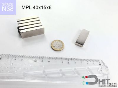 MPL 40x15x6 N38 - magnesy neodymowe płaskie
