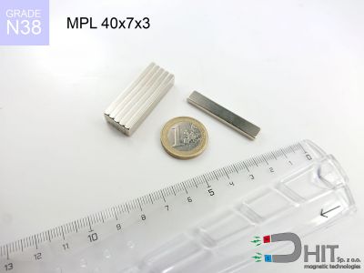 MPL 40x7x3 N38 - magnesy w kształcie sztabki