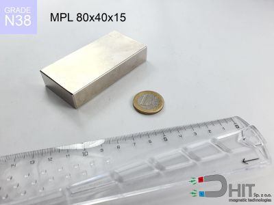 MPL 80x40x15 N38 - magnesy neodymowe płytkowe