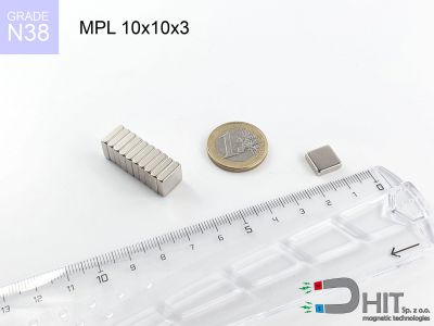 MPL 10x10x3 N38 - magnesy neodymowe płytkowe