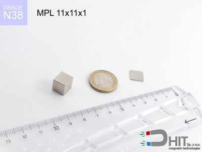 MPL 11x11x1 N38 - magnesy neodymowe płytkowe