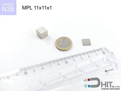 MPL 11x11x1 N38 magnes neodymowy płytkowy