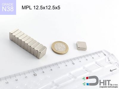 MPL 12.5x12.5x5 N38 - magnesy neodymowe płaskie