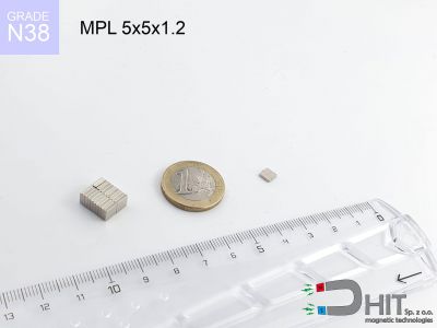 MPL 5x5x1.2 N38 - neodymowe magnesy płytkowe