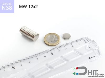 MW 12x2 N38 - magnesy neodymowe walcowe
