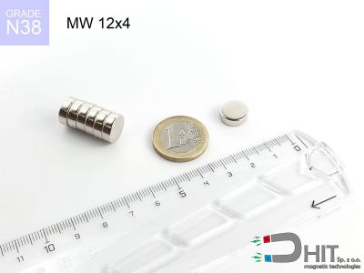 MW 12x4 [N38] - magnes walcowy
