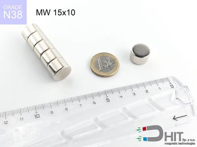 MW 15x10 N38 - magnesy w kształcie krążka