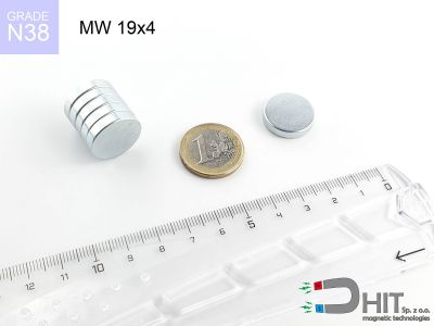 MW 19x4 N38 - magnesy w kształcie krążka