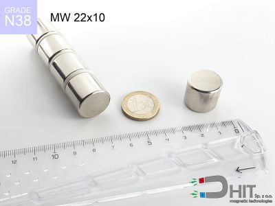 MW 22x10 N38 - neodymowe magnesy walcowe