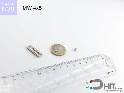 MW 4x5 N38 - magnesy w kształcie walca