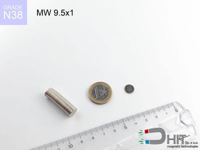 MW 9.5x1 N38 - neodymowe magnesy walcowe