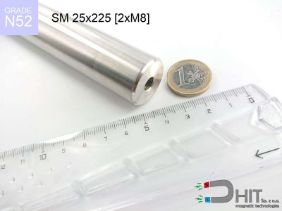 SM 25x225 [2xM8] N52 - wałki magnetyczne z neodymowymi magnesami