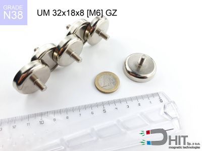 UMGW 32x18x8 [M6] GZ N38 - magnesy w uchwycie z gwintem wewnętrznym