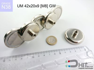 UMGW 42x20x9 [M8] GW N38 - magnesy w uchwycie z gwintem wewnętrznym