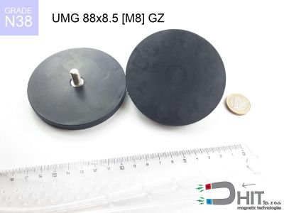 UMGGZ 88x8.5 [M8] GZ N38 - gwintowane neodymowe magnesy w gumie