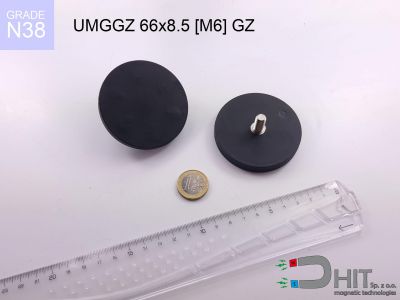 UMGGZ 66x8.5 [M6] GZ N38 - gwintowane neodymowe magnesy w gumie