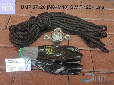 UMP 67x28 [M8+M10] GW F120 Lina N38 - magnetyczne uchwyty do poszukiwań w wodzie