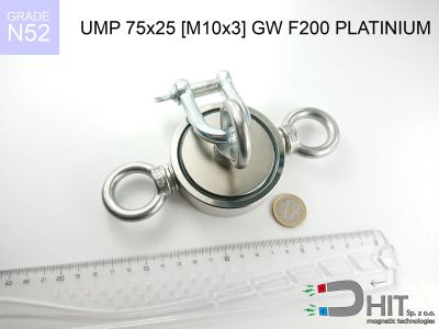 UMP 75x25 [M10x3] GW F200 PLATINIUM N52 - uchwyty magnetyczne dla poszukiwaczy