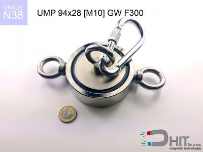 UMP 94x28 [3xM10] GW F300 GOLD N38 - magnesy neodymowe do szukania w wodzie