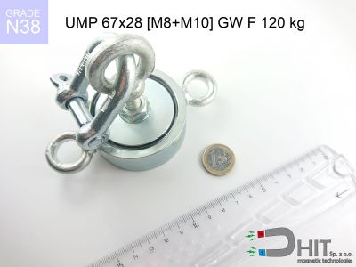 UMP 67x28 [M8+M10] GW F120 kg  - uchwyty magnetyczne do szukania w wodzie