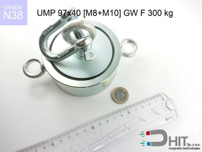 UMP 97x40 [M8+M10] GW F300 kg N38 - uchwyty magnetyczne do szukania w wodzie