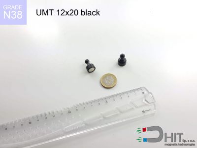 UMT 12x20 black N38 - klipsy magnetyczne do tablic