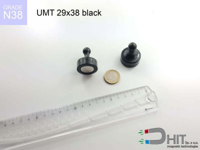 UMT 29x38 black N38 - klipsy magnetyczne na tablice