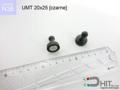 UMT 20x25 black N38 - klipsy magnetyczne na tablice